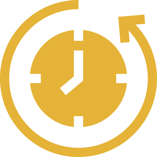 Yellow clock symbol with arrow