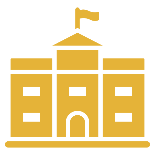 Yellow building symbol on black background