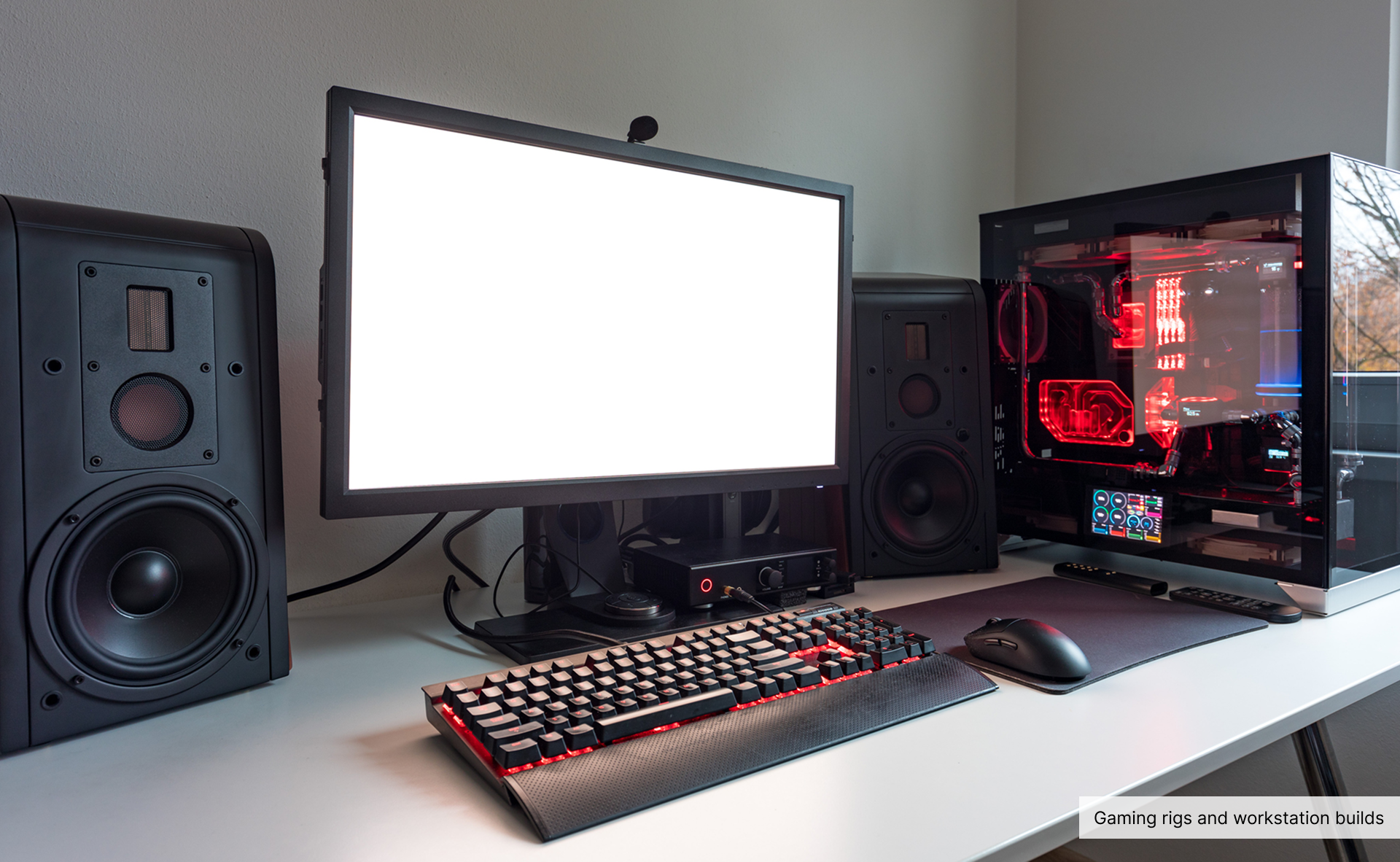 Gaming setup with illuminated PC