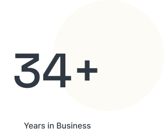 White background with the number 34 in the center, indicating that it is the 34th anniversary of a business